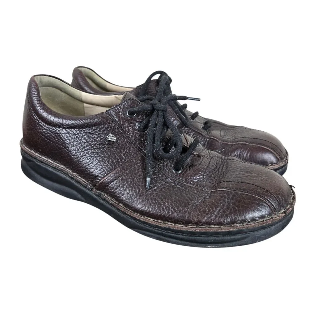 Finn Comfort Dijon Lace Up Oxford Sz 9.5 Brown Pebbled Leather Grandpacore
